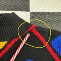 Vintage Liz&Co Primary Color Geometric Diamond Knit Sweater ("M")