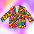 Vintage D.J. International 100% Silk Rainbow Funky Abstract Blazer🌈 ("L")