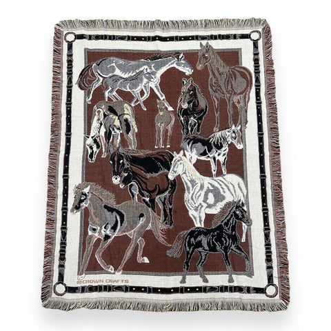 Vintage Crown Crafts Horse Tapestry Blanket