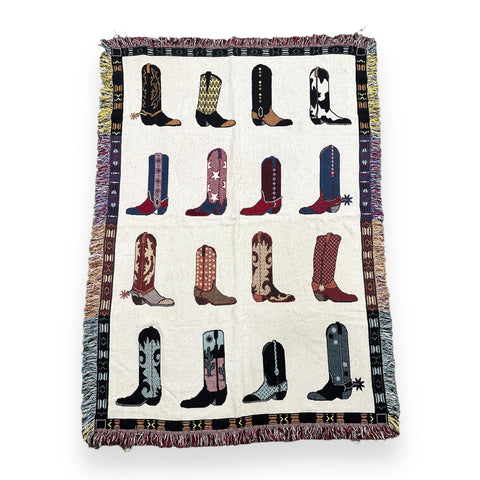 Vintage '92 MWW Western Cowboy Boots Tapestry Blanket