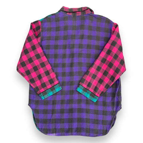 Vintage 90s Pink/Purple/Teal Colorblock Flannel (~M)