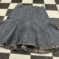 Y2K NY Jeans Dark Denim Multi-Panel Midi Skirt ("4"; ~30"/~31" waist)