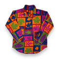 Vintage Multicolored Leaf Patterned Fleece Pullover Jacket (L/XL)
