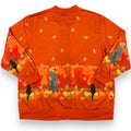 Autumn Scarecrow/Leaves All Over Print Graphic Cardigan (2X)