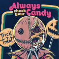 "Always Check Your Candy🍬☠" Funny Horror Graphic Tee (S)