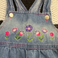 Vintage Floral Embroidered Denim Baby Overalls (6/9 Months)