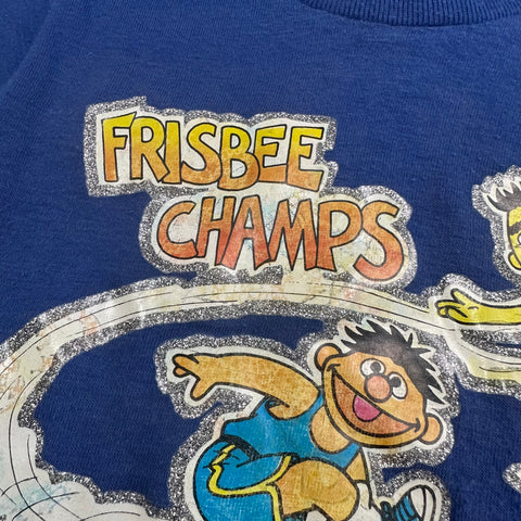Vintage Sesame Street Muppets "Frisbee Champs" Glitter Graphic Tee (3-4T)