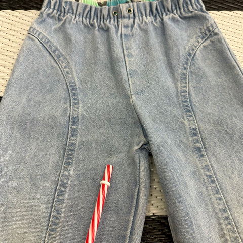 Vintage Light Denim/Colorful Abstract Lined Denim Cargo Pants (3T)