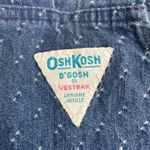Vintage OshKosh Textured/Bunny Patchwork Vestbak Denim Cuffed Overalls (4T)