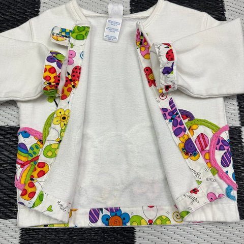 Vintage Upcycled Applique Caterpillar Cardigan (4T)
