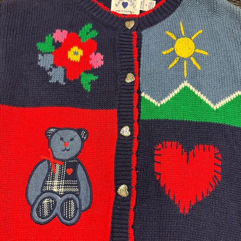 Vintage Deadstock Teddy Bear/Spring Knit Cardigan (4T)