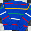 Vintage OshKosh B'Gosh Blue Primary Color Striped Sweater ('4T'; ~3-4T)