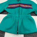 Vintage Teal Fleece Applique Ribbon Drawstring Jacket (2T)