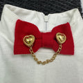Vintage Deadstock White Turtleneck Shirt w/ Red Heart Chain Bow🎀 (2T)