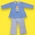 Vintage Deadstock 3D Stuffed Bunny Shirt/Plaid Pants Set ("18 Months; ~18-24m)