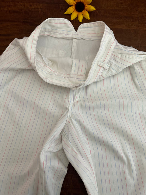 🌈Vintage 80s White Multicolored Pastel Pinstripe Pants (26" waist)