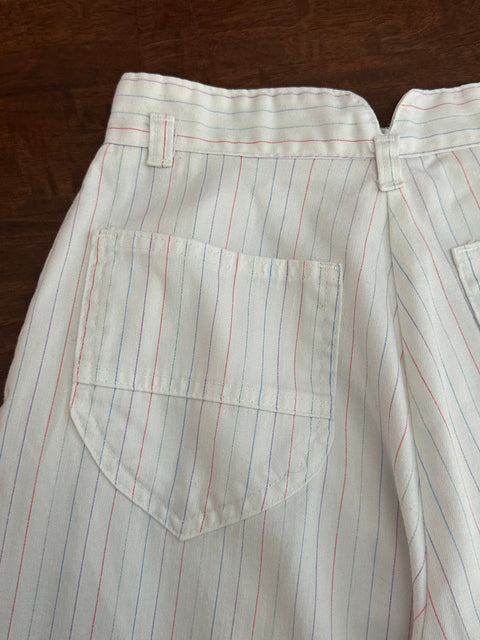 🌈Vintage 80s White Multicolored Pastel Pinstripe Pants (26" waist)