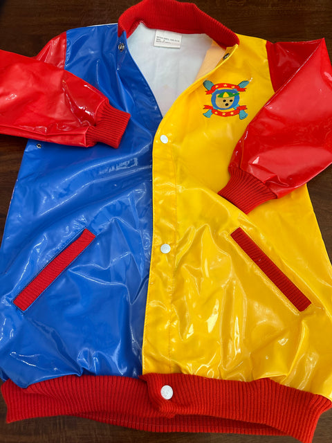 Vintage 90s *Deadstock* Primary Color Teddy Bear Rain Jacket (Kids 8)