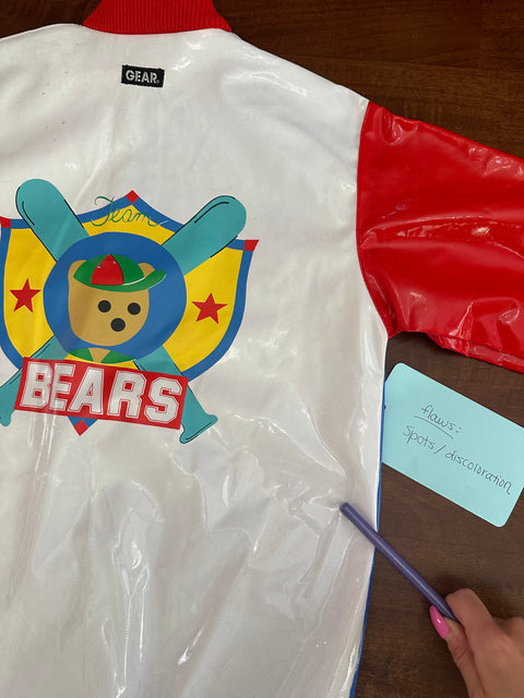 Vintage 90s *Deadstock* Primary Color Teddy Bear Rain Jacket (Kids 8)