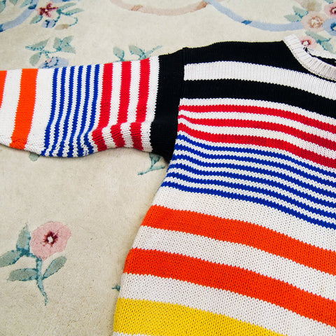 Vintage Rainbow Striped Knit Sweater (S/M)