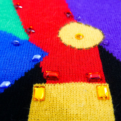 Vintage 80's Rainbow Beaded Letters Sweater (M/~L)