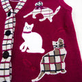 Vintage Embroidered Fuzzy Cats Sweater Vest (S/M)