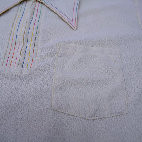 Vintage 70s Detailed Rainbow Stitch🌈💛 Dagger Collar Shirt (M)
