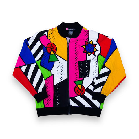 Vintage '92 I.B. Diffusion Funky Rainbow Abstract Beaded Jacket (M)