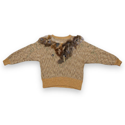 Vintage 80s Fur Embellished Novelty Sweater (M/L)