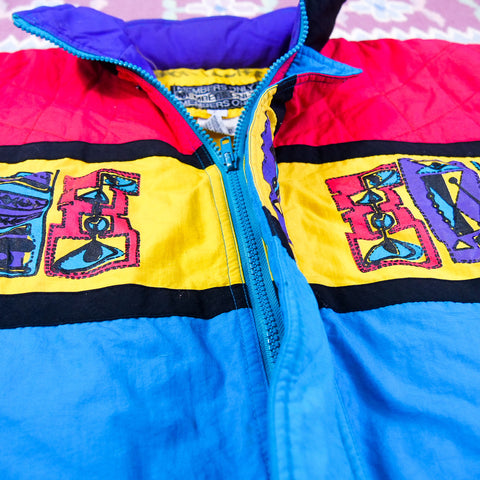 Vintage 80's Members Only Primary Colorblock Puffer Jacket (M/L)
