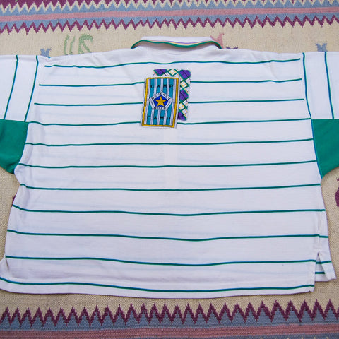 Vintage 90's Camp Beverly Hills Striped/Cropped Rugby Shirt (M/~L)